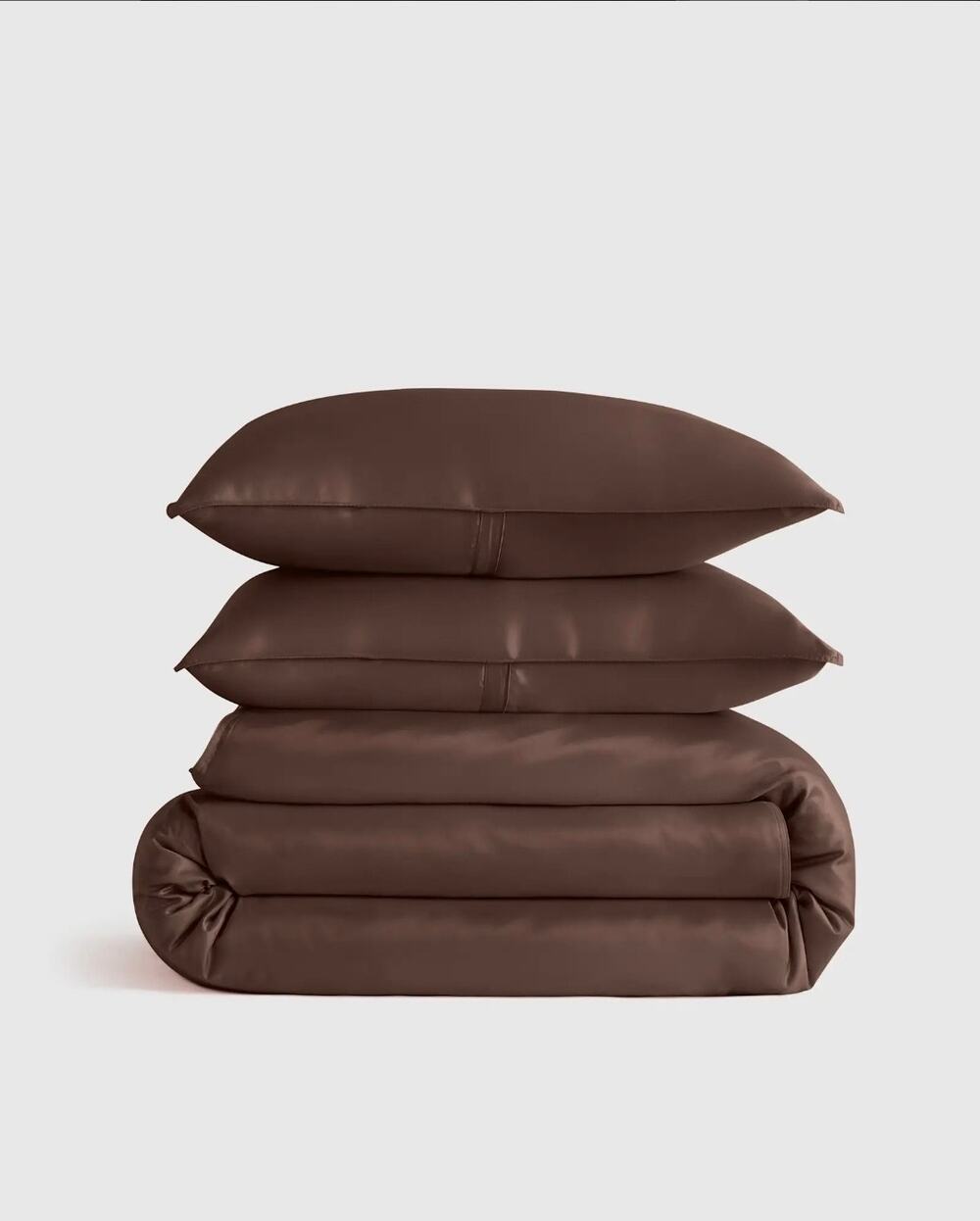 New Quince Organic Bamboo Visose King/ Cal King Duvet Cover 3Pc Set Espresso